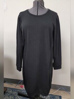 Black Long-Sleeve Swearshirt Dress